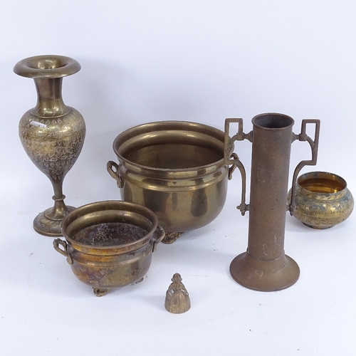 421 - A collection of various Eastern brassware, gilt-framed mirror, various chessmen etc