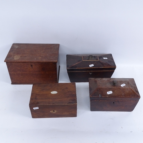 437 - 2 Regency tea caddies, and 2 sewing boxes, largest caddy length 28cm (4)