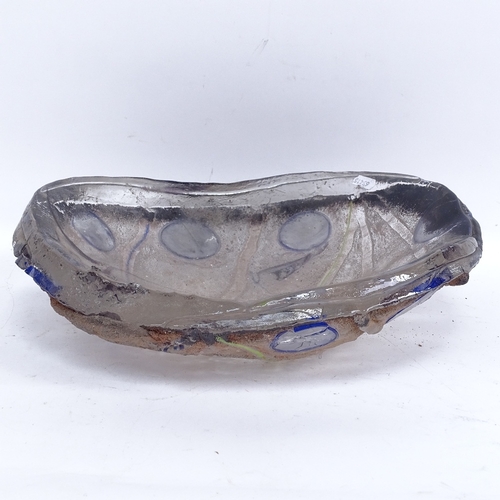 442 - A large moulded and polished Art glass bowl, unsigned, diameter 40cm