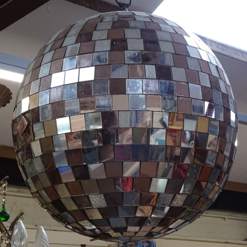 455 - A large Vintage peach and clear mirror section disco ball, diameter approx 45cm (missing some mirror... 