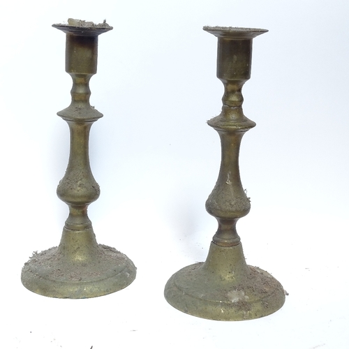 462 - Various brass table candlesticks, largest height 27cm