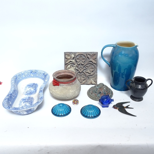 465 - Various pottery and ceramics, including Paul Milet Sevres urn covers, S&B Evans & Sons earthenware l... 