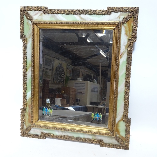 471 - A pair of French abstract watercolours, signed LAS, and a gilt-framed wall mirror (3)