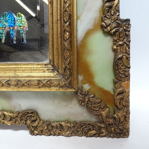 471 - A pair of French abstract watercolours, signed LAS, and a gilt-framed wall mirror (3)