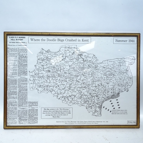 472 - A reprinted map of where the doodlebugs crashed in Kent, original in issue of September 15th 1944, 6... 