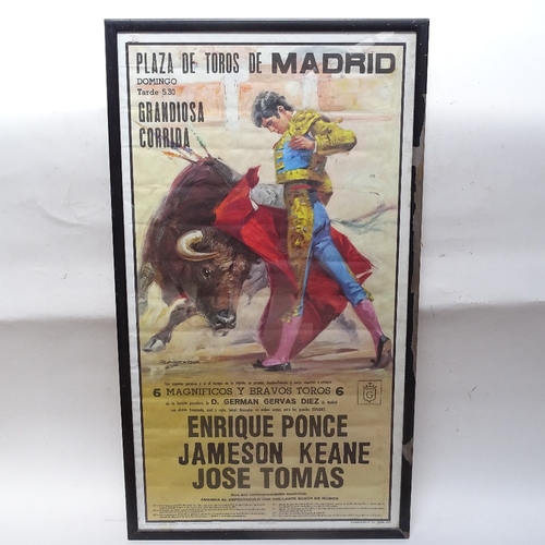 473 - A Spanish reprinted bull fighting poster, Plaza de Toros de Madrid, 95cm x 52cm, framed