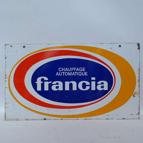 486 - A French Vintage francia enamelled double-sided advertising sign, length 70cm