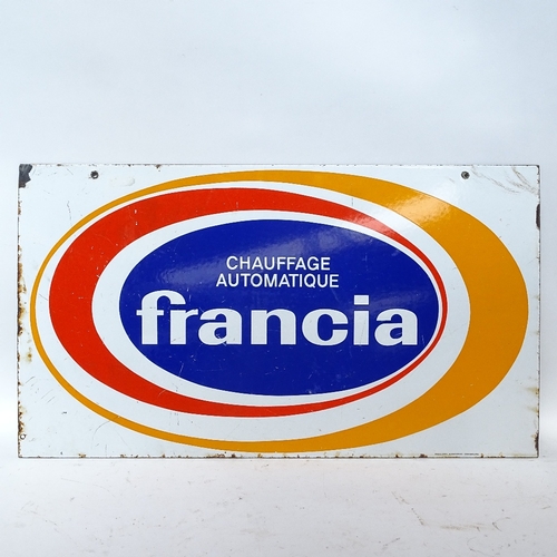 486 - A French Vintage francia enamelled double-sided advertising sign, length 70cm