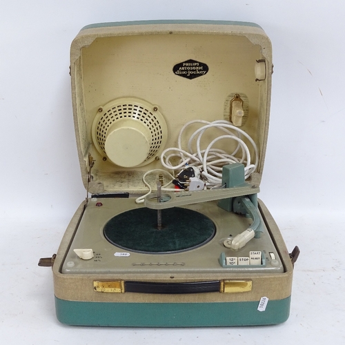 588 - A Vintage Philips Autosonic Disc Jockey portable record player, case length 34cm