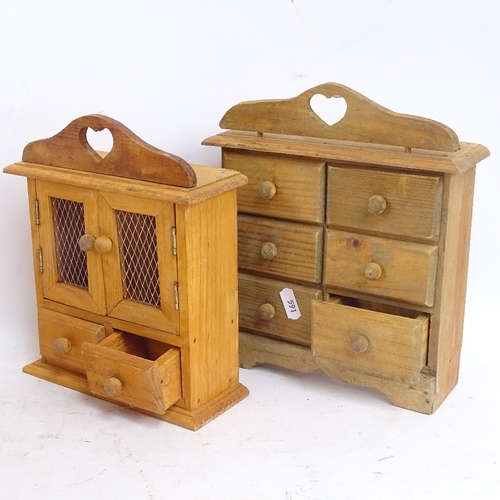 591 - Various pine doll's house furniture, including dresser, chest of drawers, etc