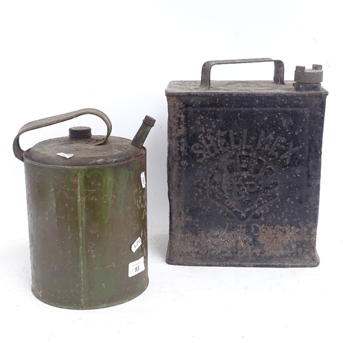 595 - A Vintage Shell-Mex petrol can, a painted oil can, and 2 lanterns (4)