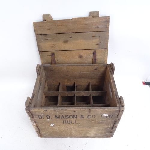 596 - 2 Vintage pine bottle crates, by Mason of Hull and Seager Evans of London, largest length 46cm (2)