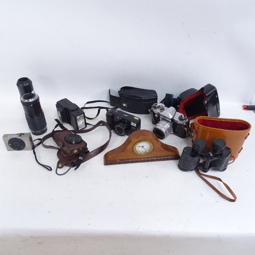 598 - Various cameras and binoculars, including Nikon, and Taylor Hobson (2 boxes)