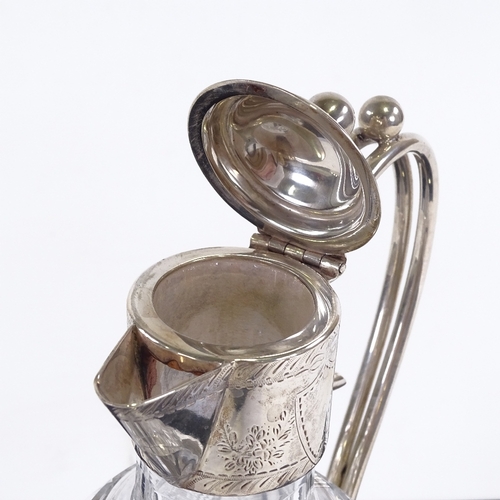 13 - A Victorian silver mounted cut glass claret jug, hallmarks Sheffield 1883, makers mark F.C., height ... 