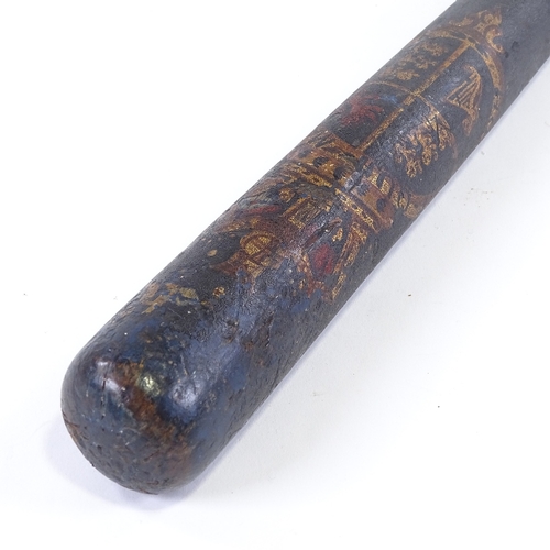 3 - A Victorian turned wood truncheon, dated 1848 with initials JW, length 46cm.