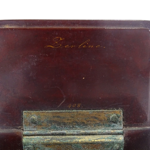 4 - An early 19th century Stobwasser box, internal inscription to lid 'Zerline - 408' and to base '408 S... 