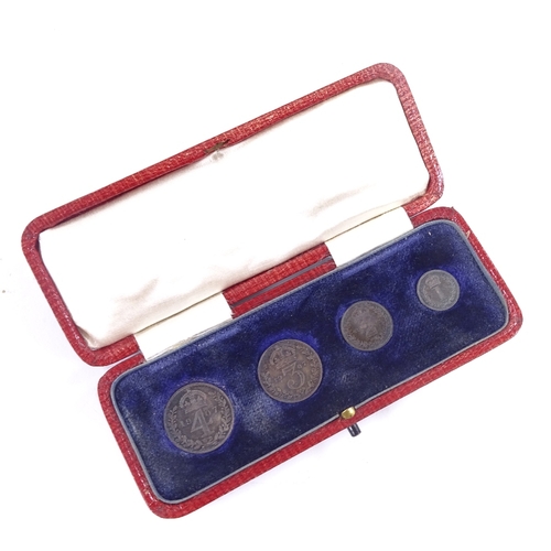 40 - A set of 1907 Maundy Money, in red leather box.