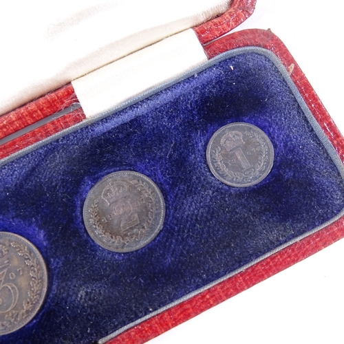 40 - A set of 1907 Maundy Money, in red leather box.