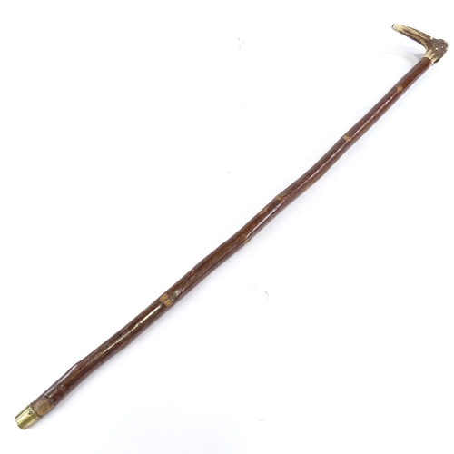 86 - A horn handled, whistle walking cane, length 87cm.