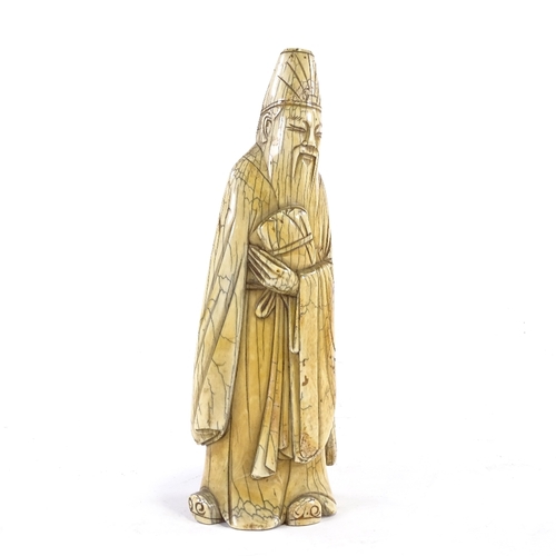 88 - A Chinese carved ivory sage figure, 18th/19th century, height 22cm.