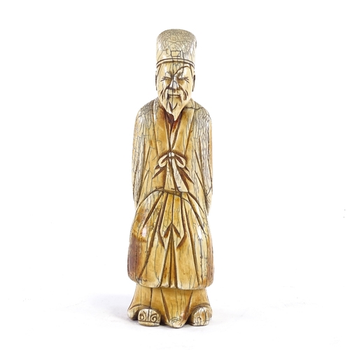 90 - A Chinese carved ivory sage figure, 18th/19th century, height 20cm.