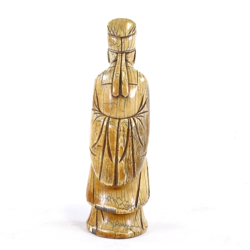 90 - A Chinese carved ivory sage figure, 18th/19th century, height 20cm.