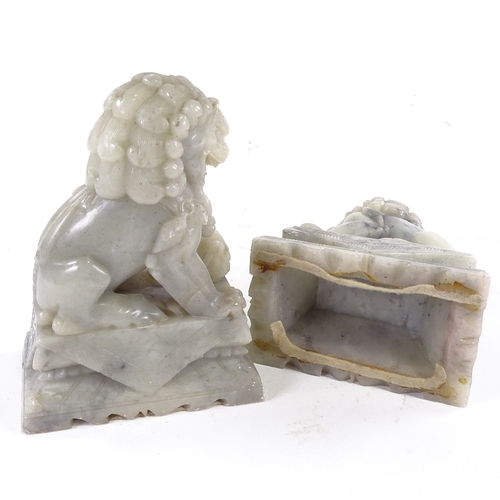 98 - A pair of Chinese carved soapstone Dogs of Fo, height 17cm.