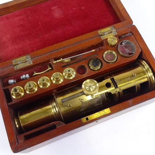 112 - A 19th Century J H Steward brass Compound Monocular Drum Microscope, engraved J.H.Steward, 406 Stran... 