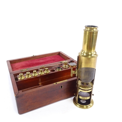 112 - A 19th Century J H Steward brass Compound Monocular Drum Microscope, engraved J.H.Steward, 406 Stran... 