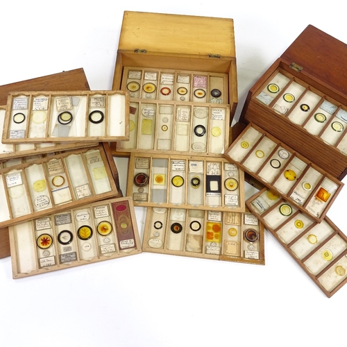 113 - 3 boxes of microscope slides, 19th and early 20th century, containing over 120 slides.