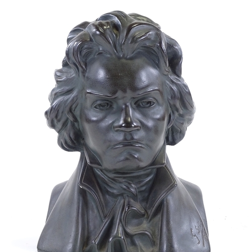 119 - A bronzed plaster bust of Beethoven, height 39cm.