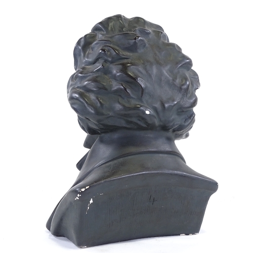 119 - A bronzed plaster bust of Beethoven, height 39cm.