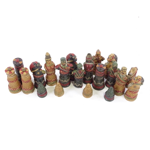 129 - Modern Mexican chess pieces.