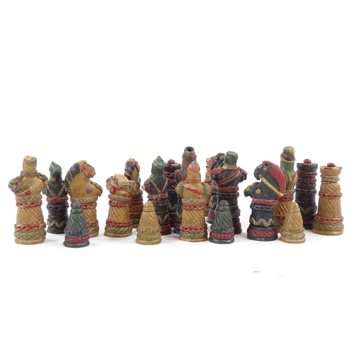 129 - Modern Mexican chess pieces.