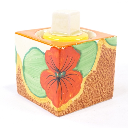 75 - A Clarice Cliff for Newport Pottery Bizarre Nasturtium pattern cube shape inkwell, model no. 458, wi... 