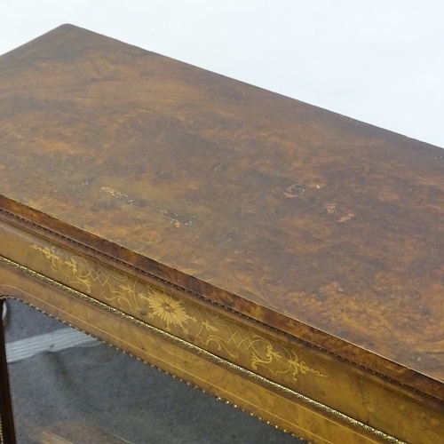 70 - A Victorian burr-walnut and marquetry inlaid pier cabinet, with ormolu mouldings and mounts, width 8... 