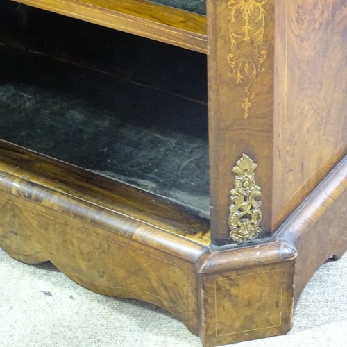 70 - A Victorian burr-walnut and marquetry inlaid pier cabinet, with ormolu mouldings and mounts, width 8... 