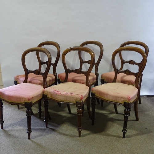 80 - A set of 6 19th century rosewood balloon back dining chairs.