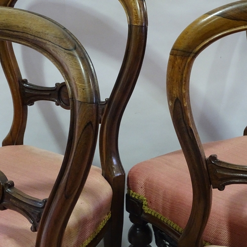 80 - A set of 6 19th century rosewood balloon back dining chairs.