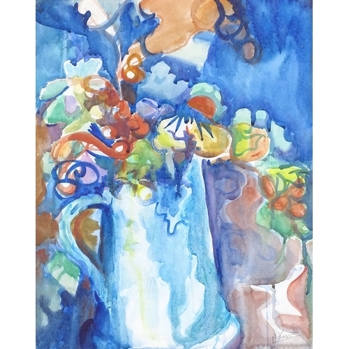 1104 - Patsy Cyriax, watercolour, autumn flowers, 19.5