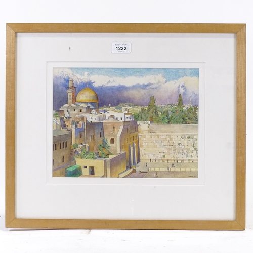 1232 - Ceri Shields (born 1964), watercolour, Jerusalem 1992, signed, 8.5