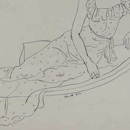 1233 - Gluck, pen and ink drawing, reclining woman, 1945, signed, 10