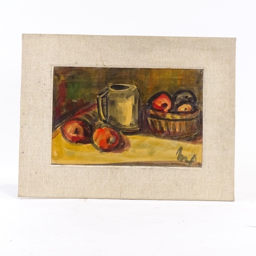 1235 - Expressionist School, circa 1930s, watercolour, still life, indistinct monogram, 9