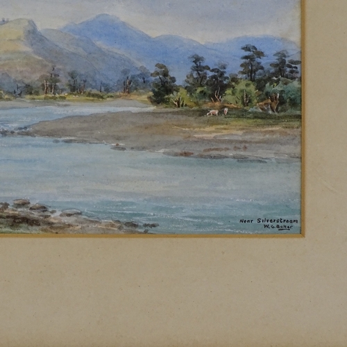 1249 - William George Baker (1864 - 1929), watercolour, New Zealand river scene near Silverstream, signed, ... 