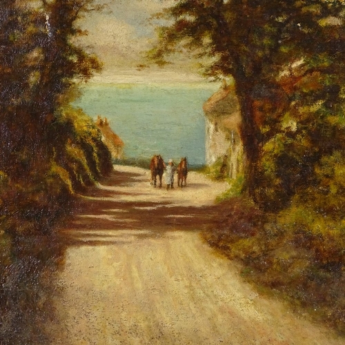 1250 - H Voss, oil on canvas, road to the coast, signed with indistinct date 1936?, 18