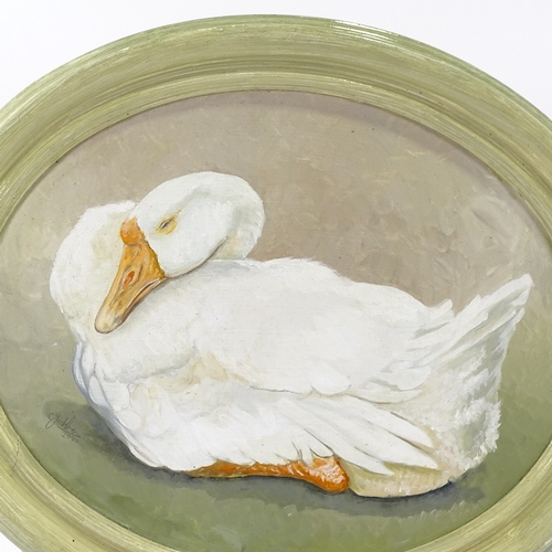 1254 - Clive Fredriksson, oil on board, sleeping goose, 16