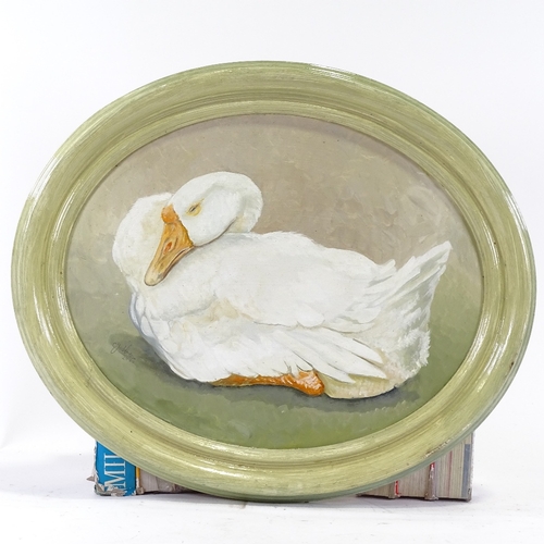 1254 - Clive Fredriksson, oil on board, sleeping goose, 16