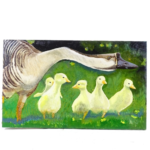 1260 - Clive Fredriksson, oil on canvas, geese, 19.5