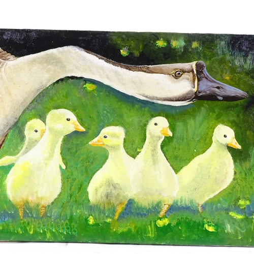 1260 - Clive Fredriksson, oil on canvas, geese, 19.5