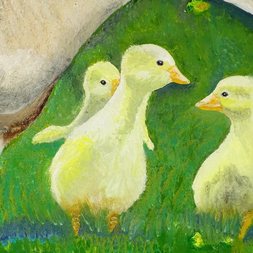 1260 - Clive Fredriksson, oil on canvas, geese, 19.5